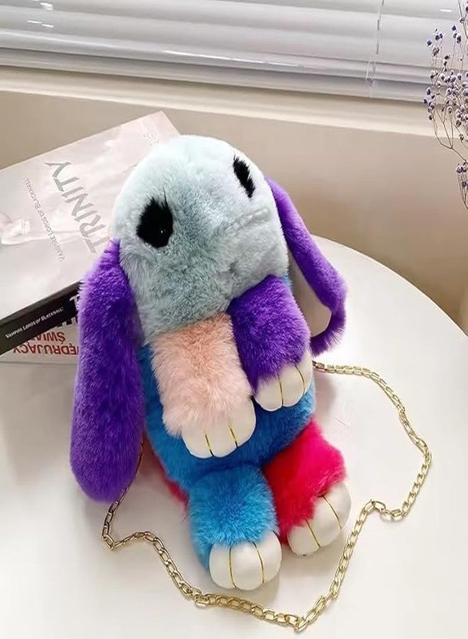 BLISSBORN Soft Cute Bunny Sling Bag With Chain And Smooth Zipper For Girls//Fluffy Rabbit Cross body& Hand Bag//Plush Bunny Shoulder Bag (Multicolor) - Image 4
